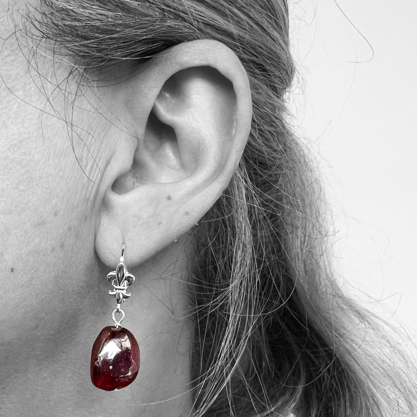 Silver Garnet Earrings