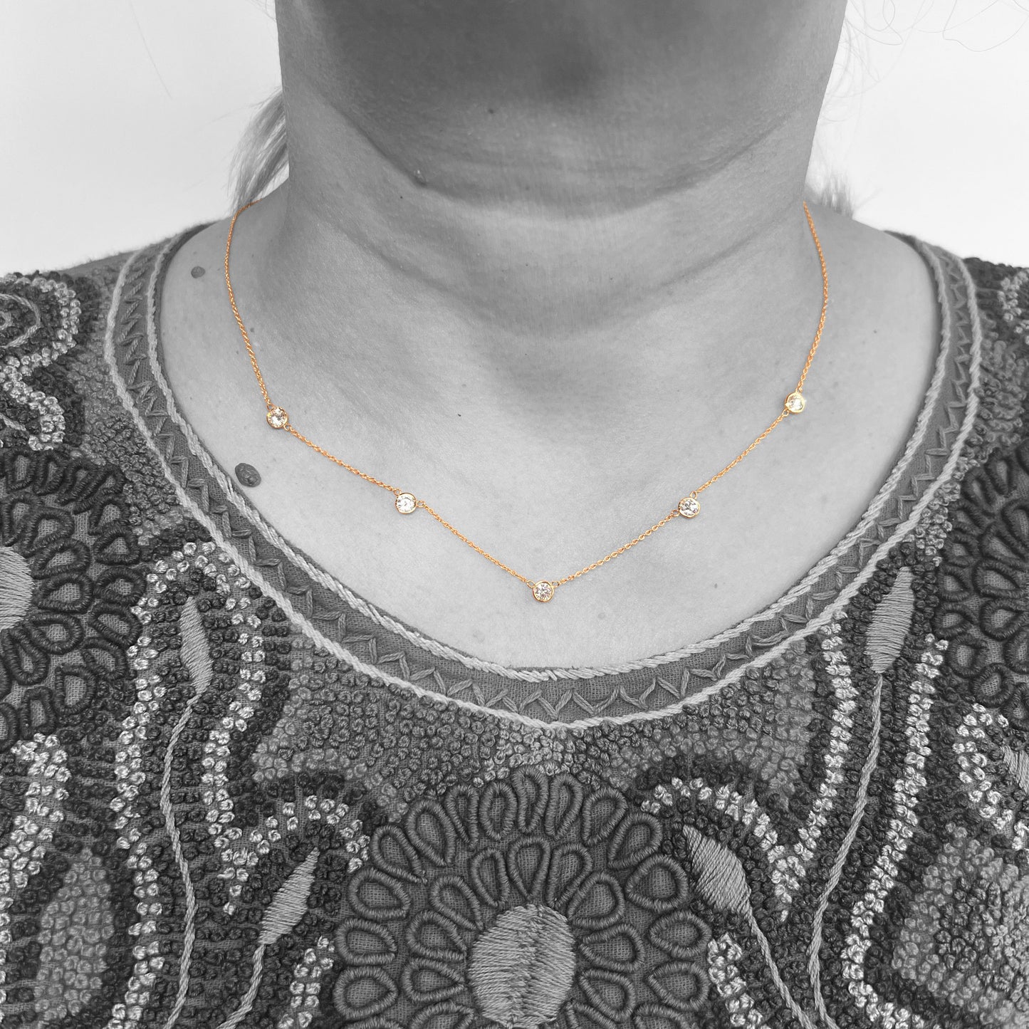 14ky Diamond by the Yard Necklace