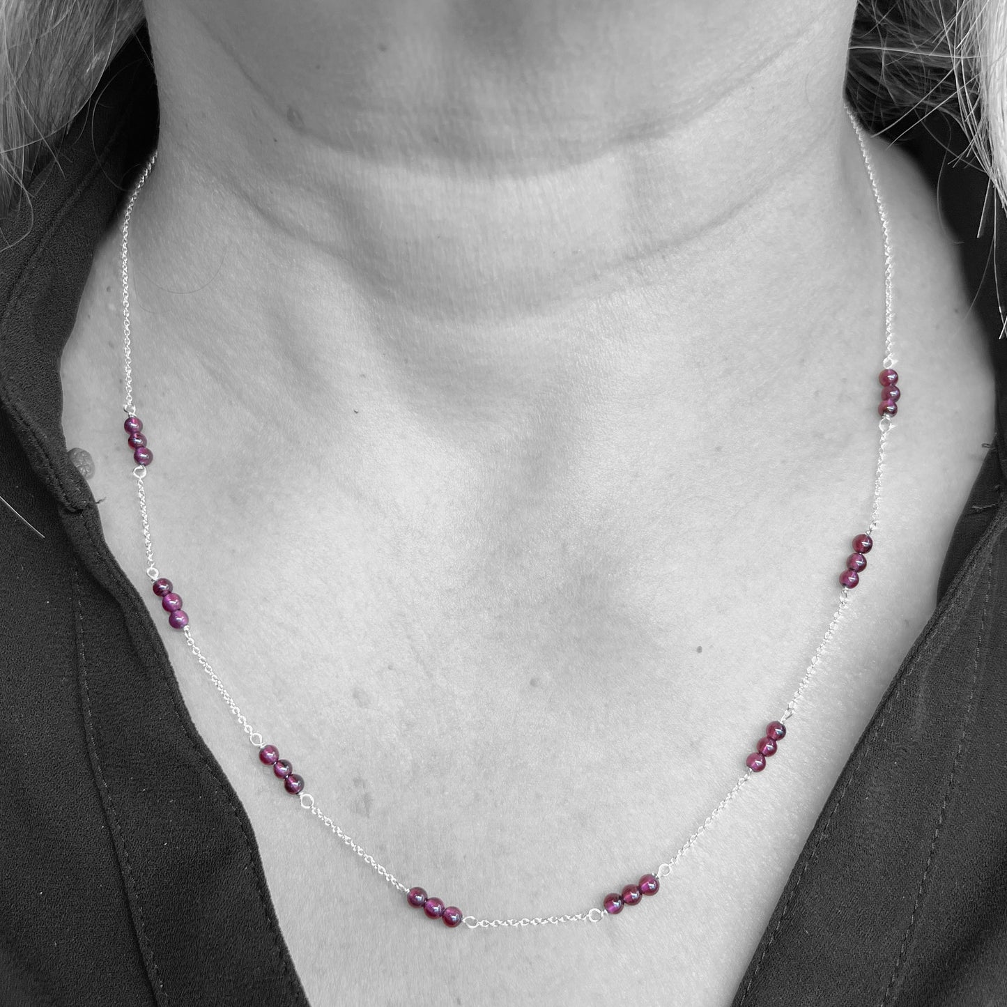 Silver Garnet Necklace