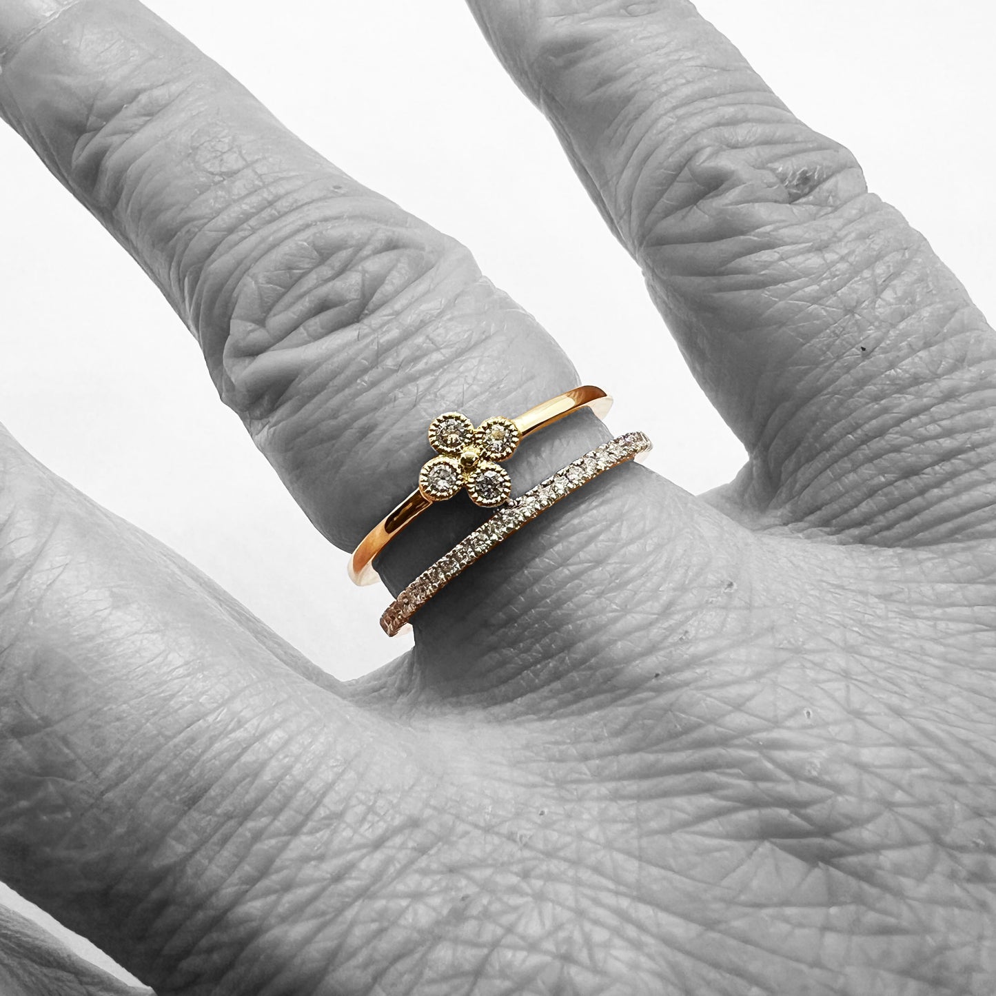 14ky Double Bands with Diamonds