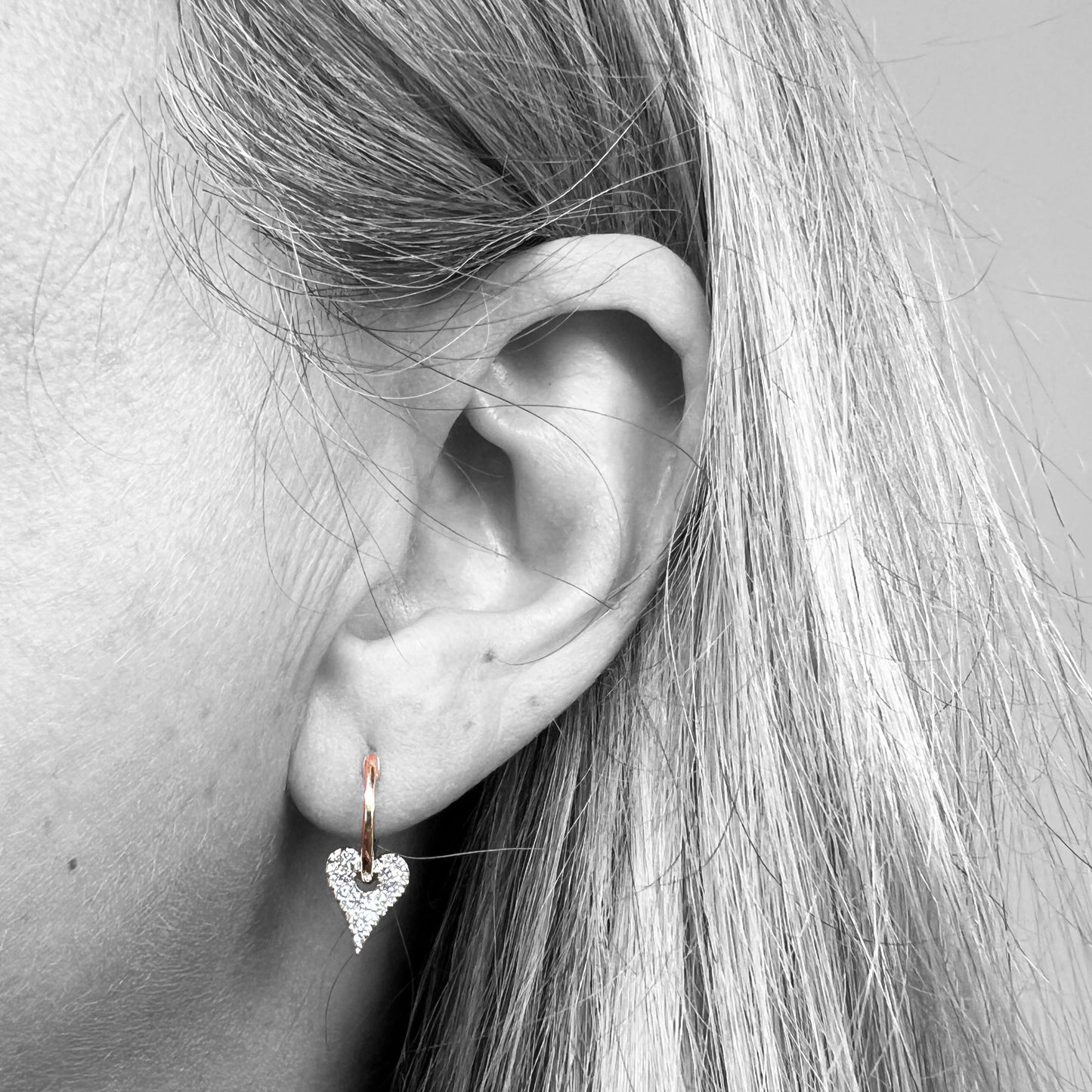 14ky Diamond Heart Dangle Earrings