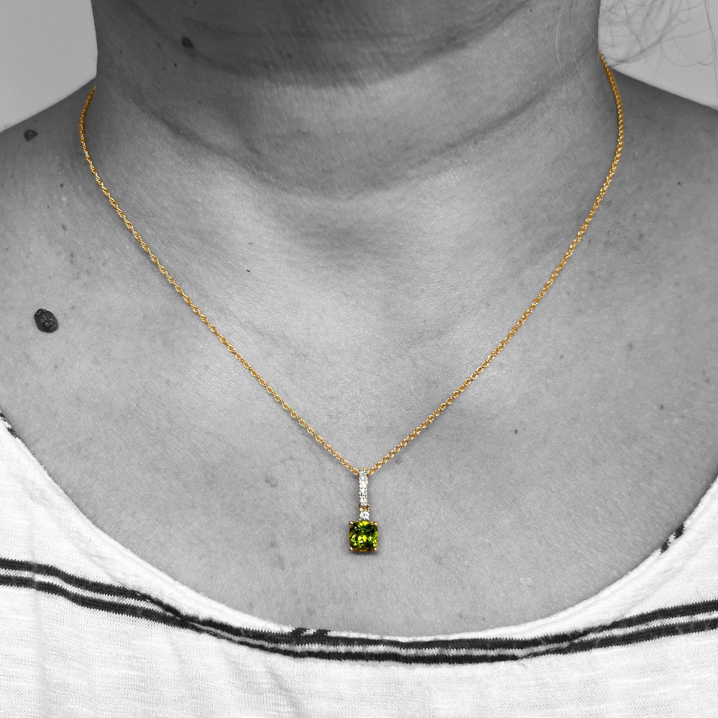 14ky Peridot and Diamond Necklace