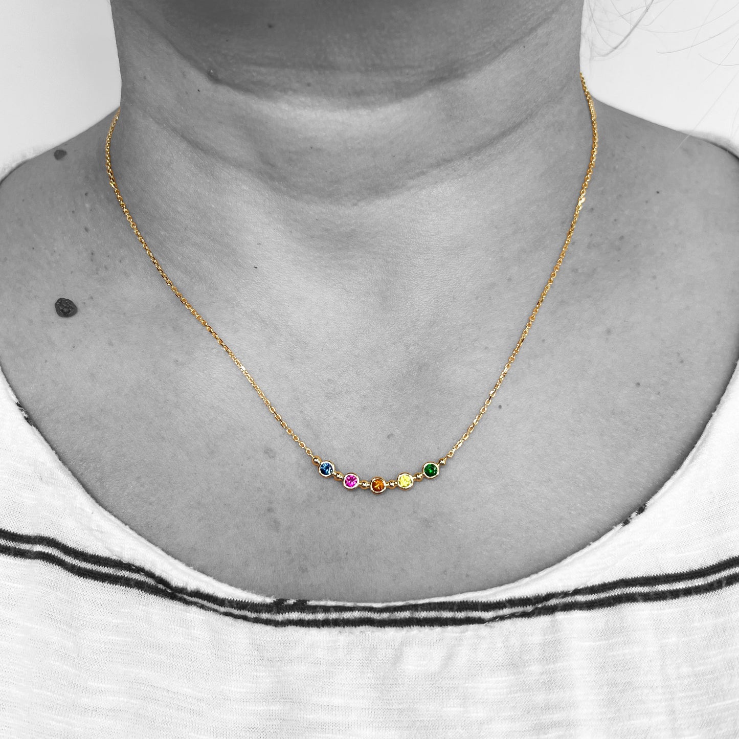 14ky Rainbow Sapphires Necklace