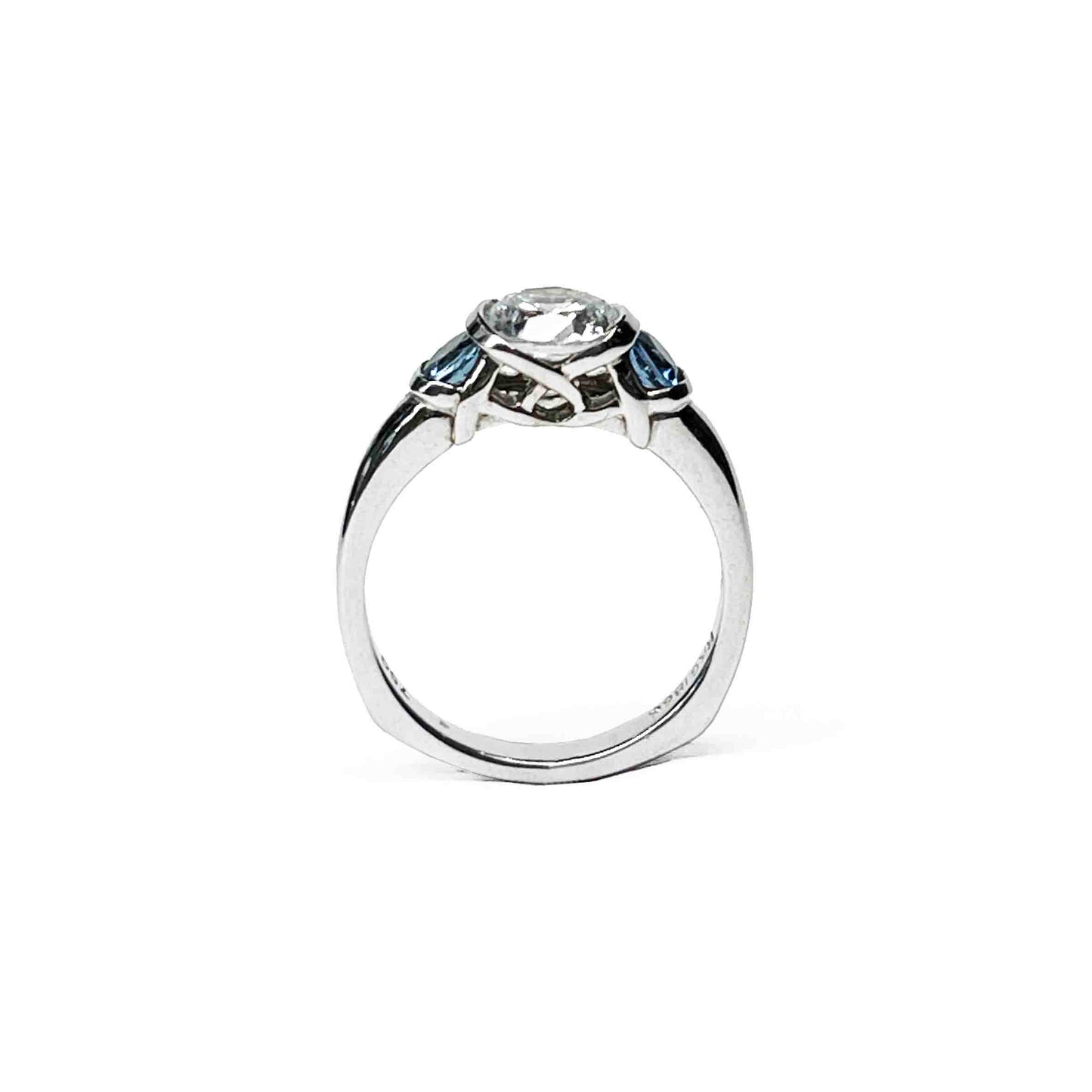14kw Aquamarine and CZ Ring