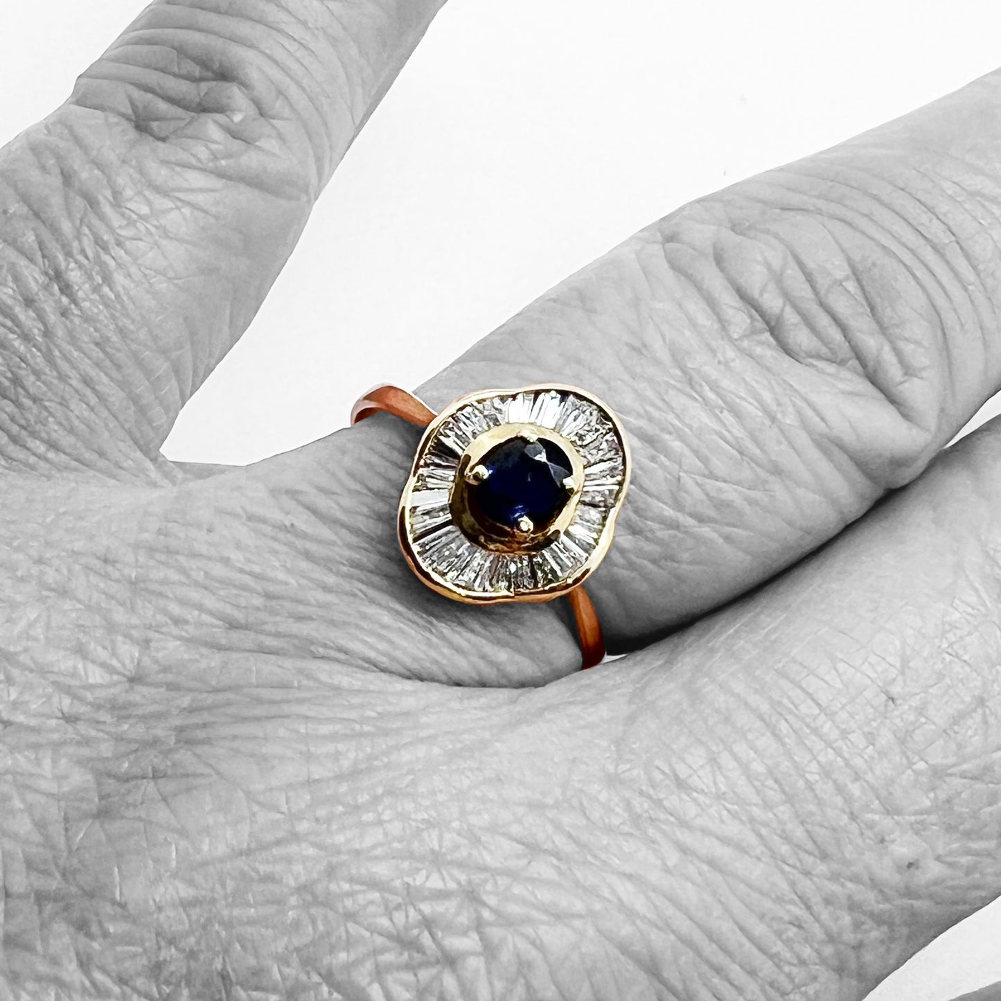 14ky Blue Sapphire and Diamond Ring