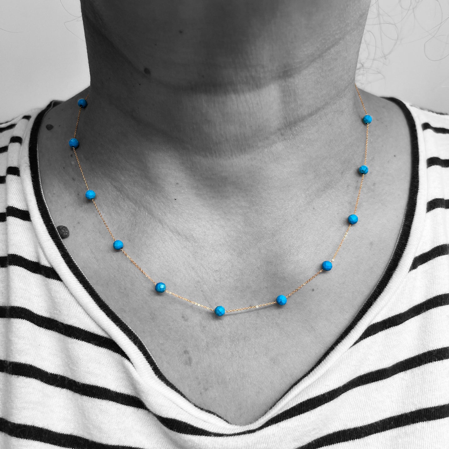 18ky Turquoise Beads Necklace