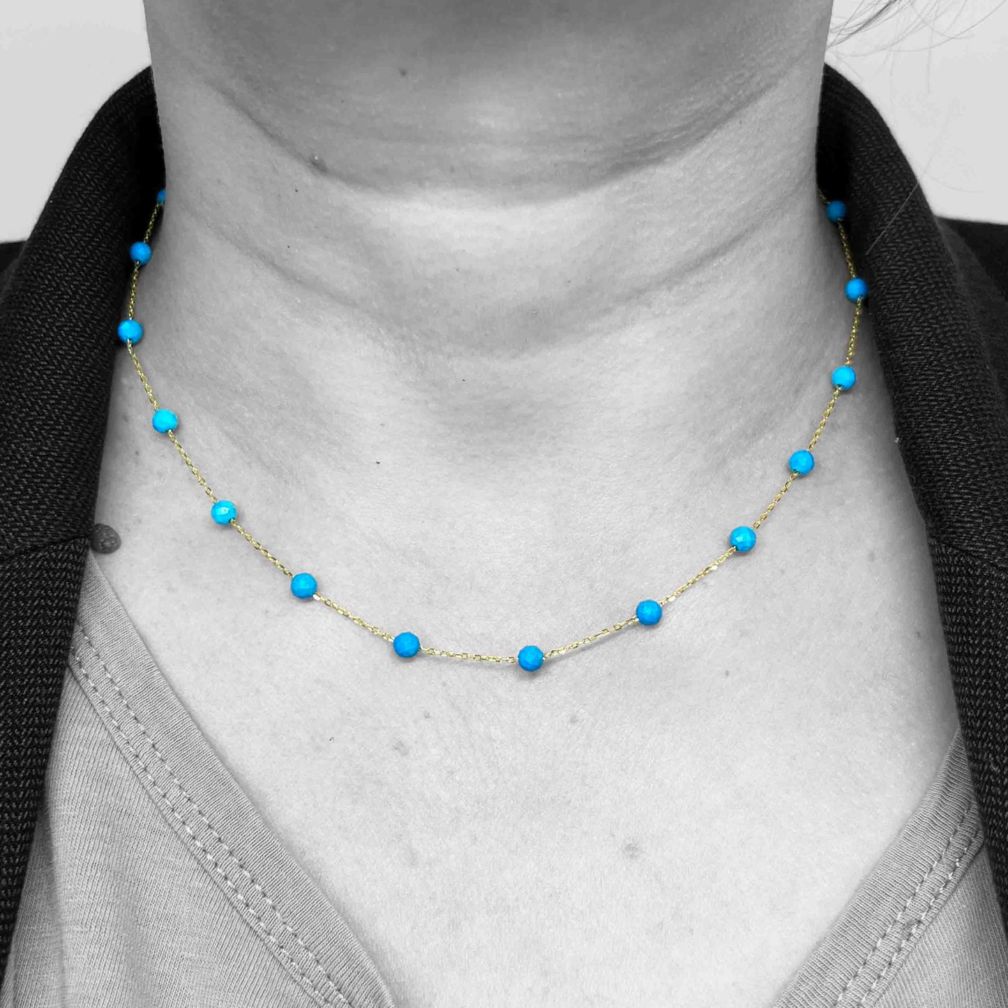 18ky Turquoise Beads Necklace