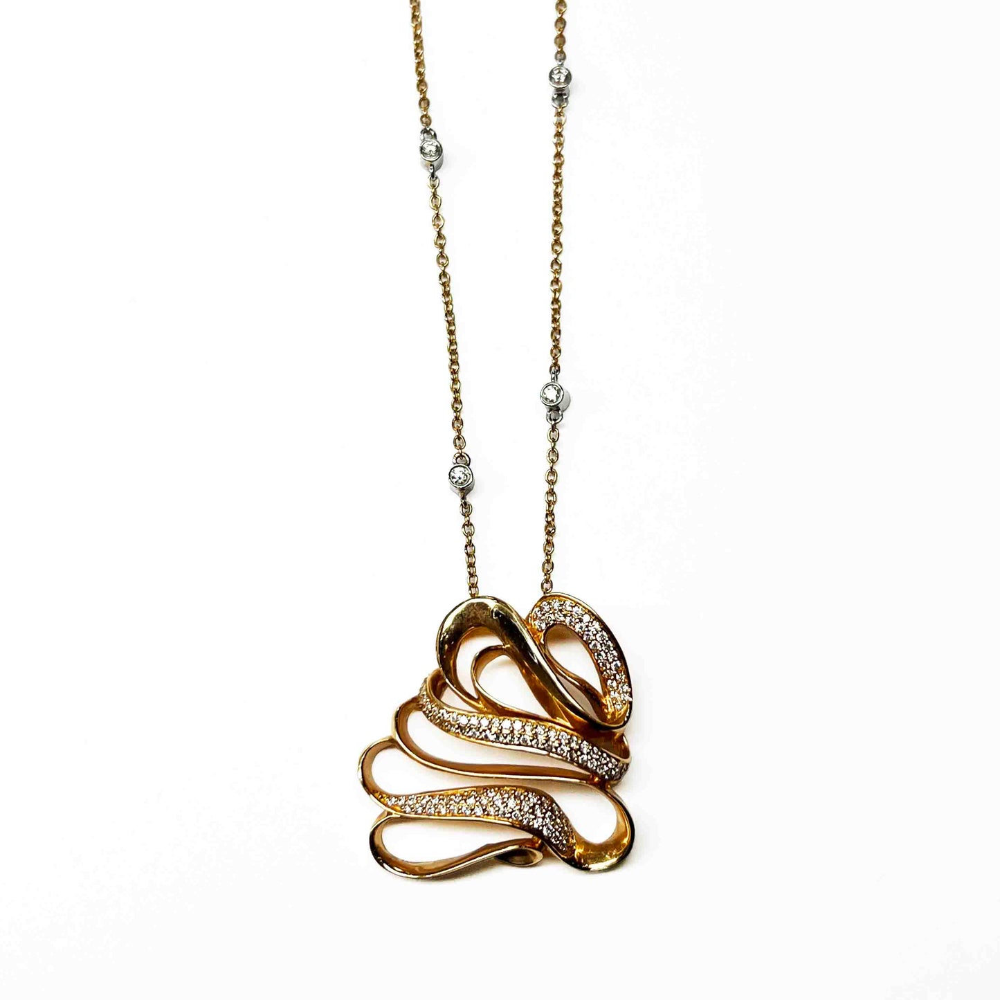 18kr Diamond Swirl Necklace