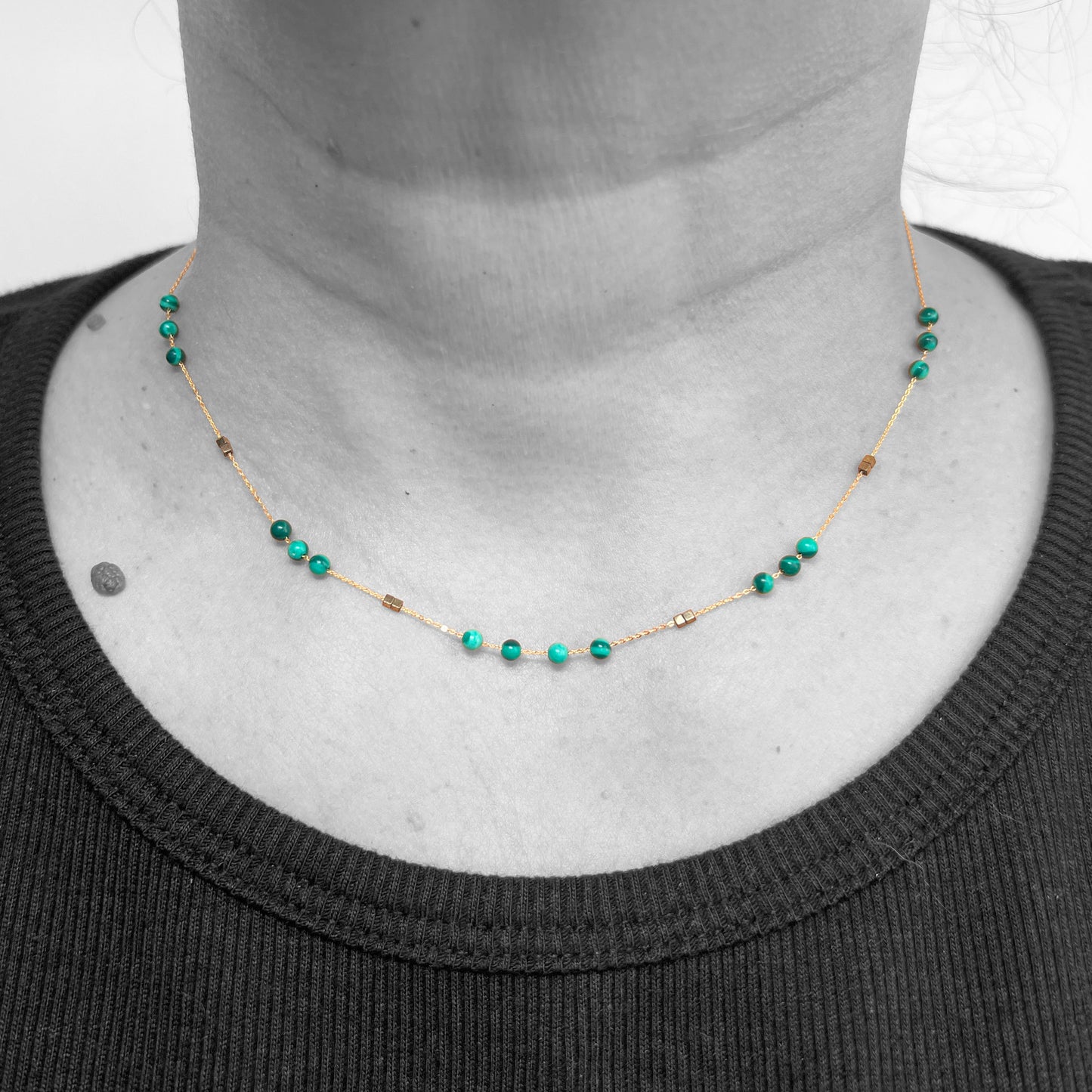 18ky Malachite Beads Necklace