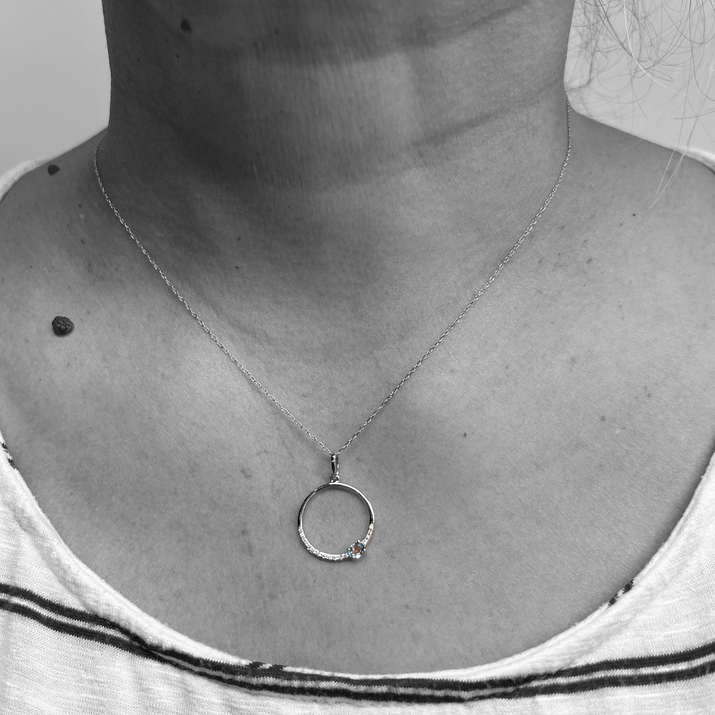 14kw Aquamarine and Diamond Pendant