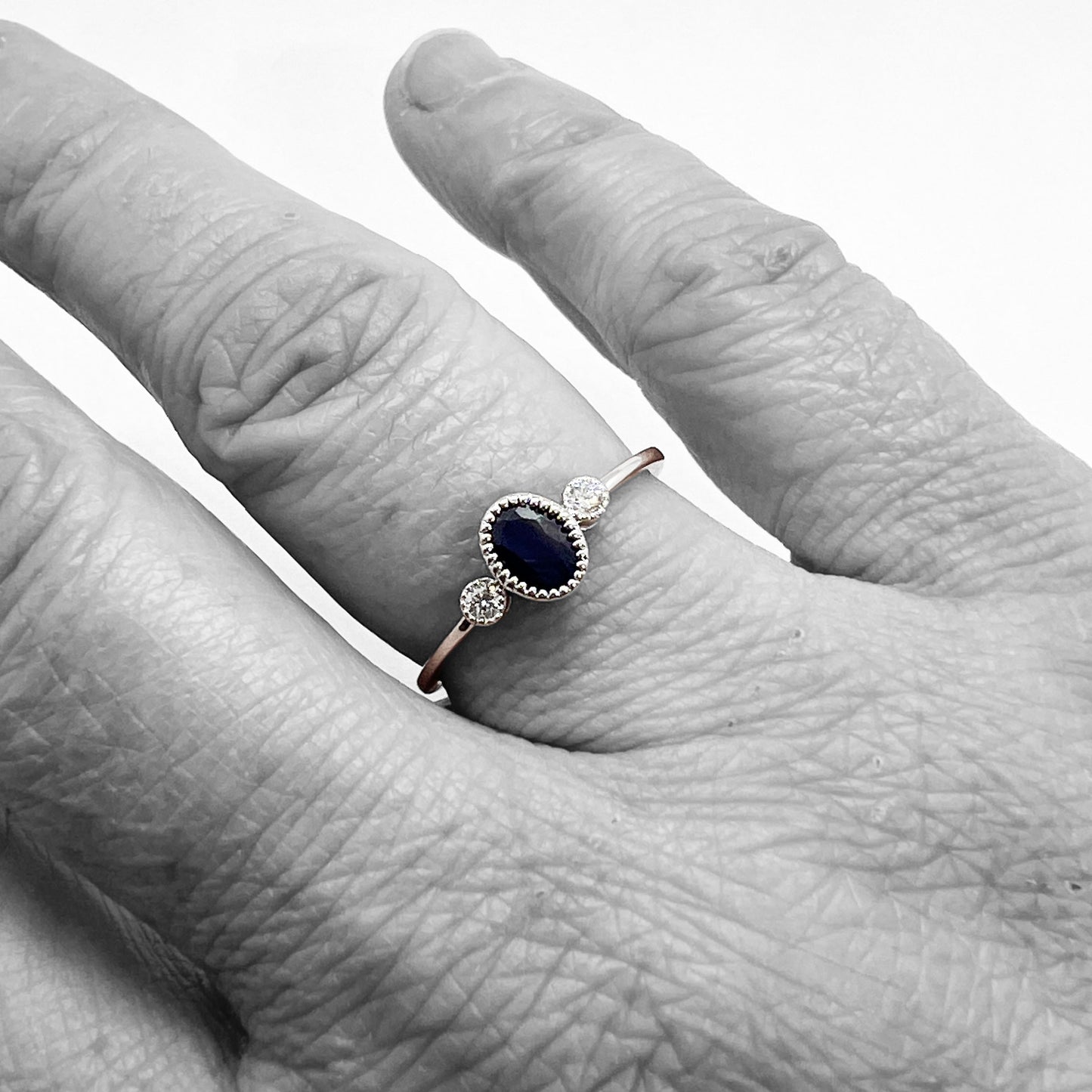 14kw Blue Sapphire and Diamond Ring