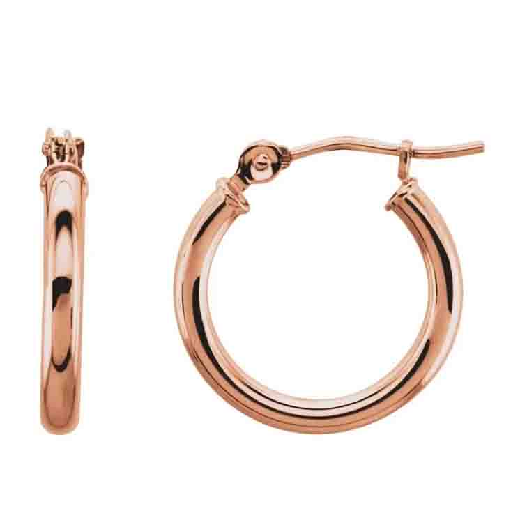 14K Gold Tube Hoop Earrings 2mm