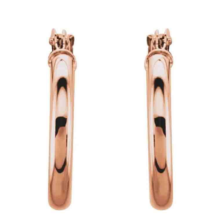 14K Gold Tube Hoop Earrings 2mm