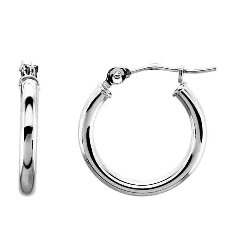 14K Gold Tube Hoop Earrings 2mm