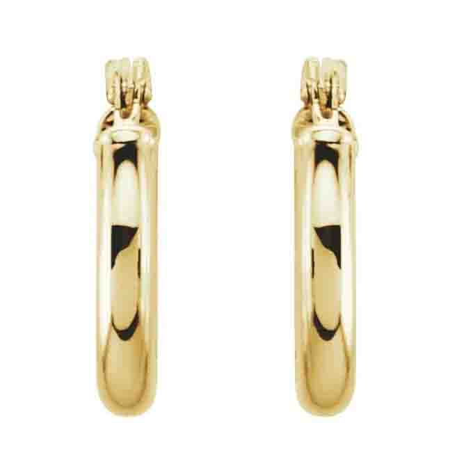 14K Gold Tube Hoop Earrings 2mm