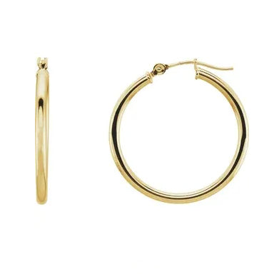 14K Gold Tube Hoop Earrings - eklektic jewelry studio