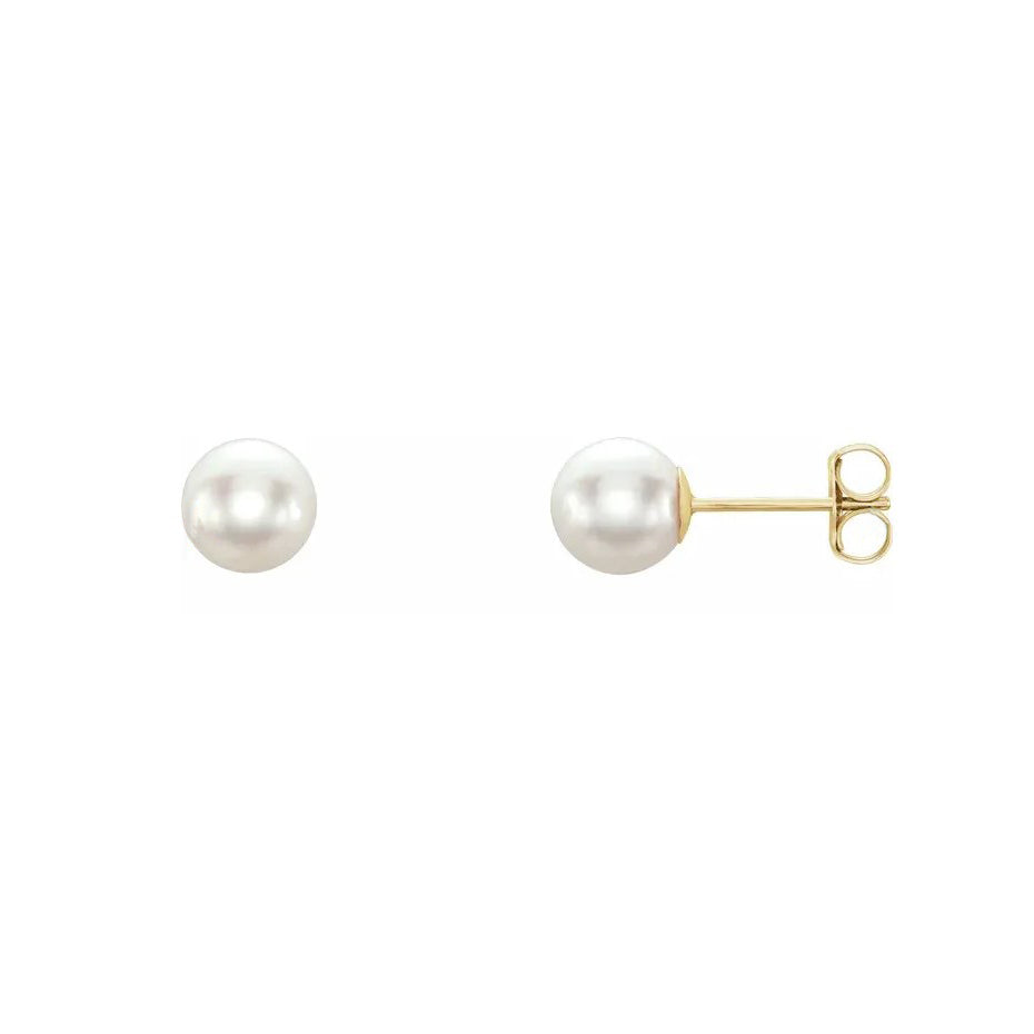 14ky Saltwater Pearl Earrings 6mm