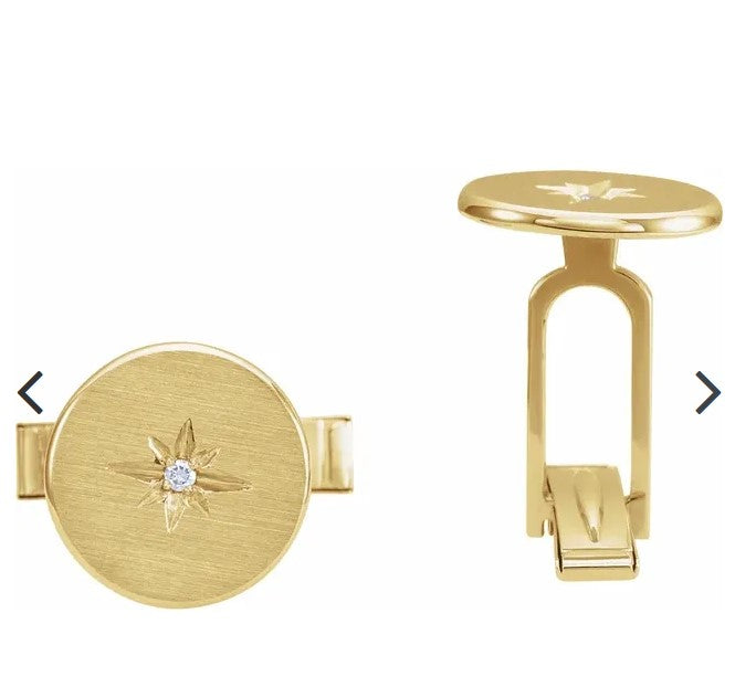 14ky Diamond Starburst Cufflinks