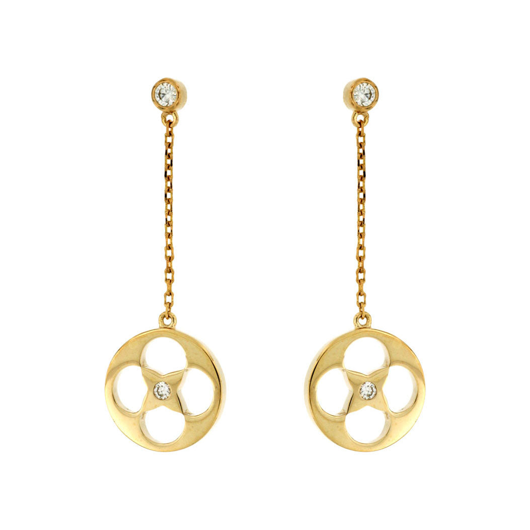 14ky Quatrefoil Dangle Earrings