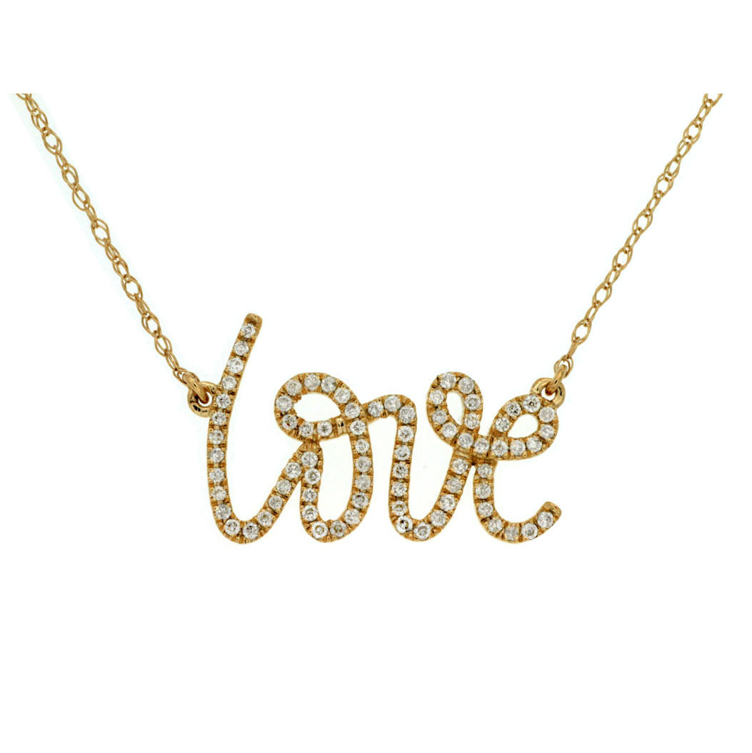 14k Yellow Diamond Love Necklace 0.22ctw