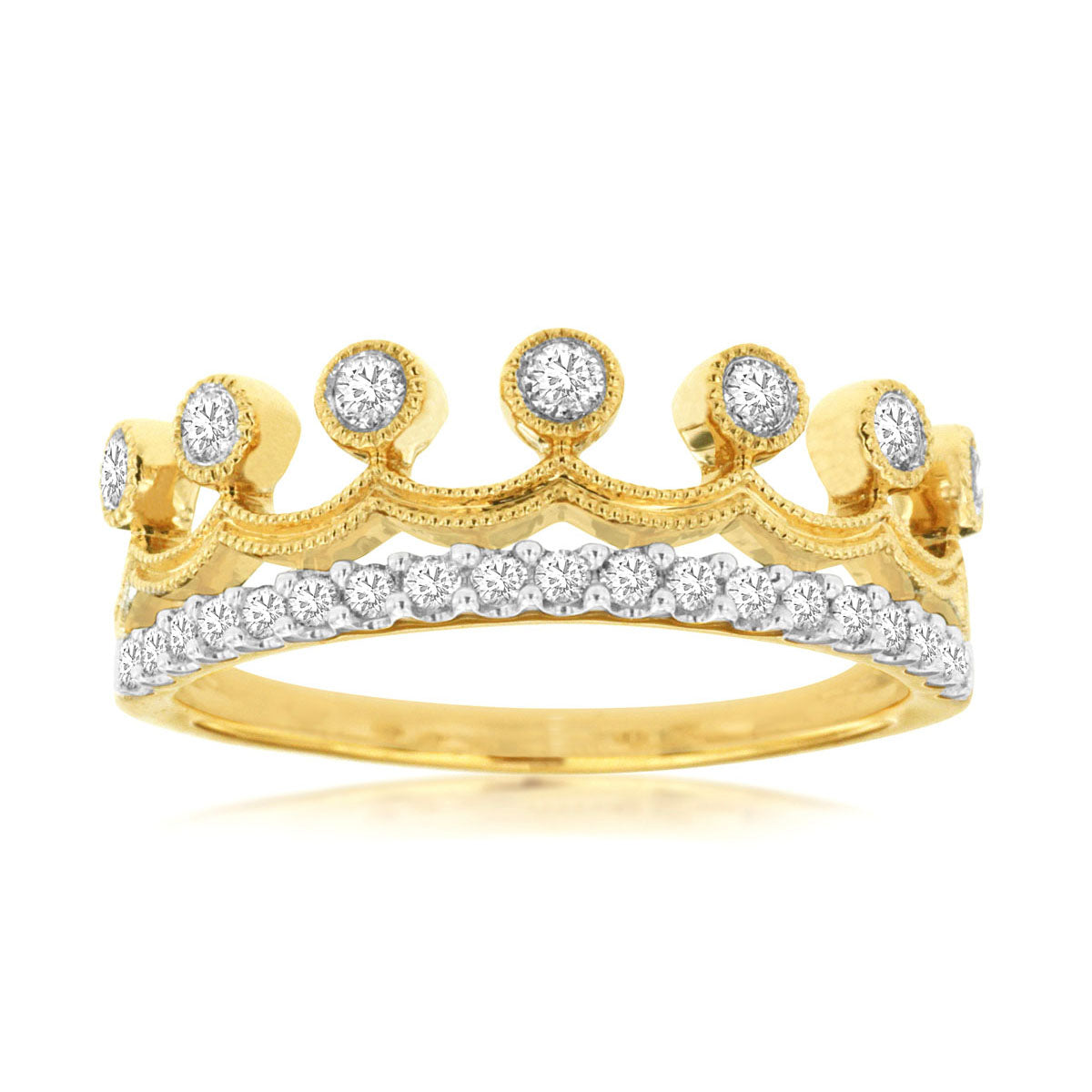 14ky Double Bands with Diamonds