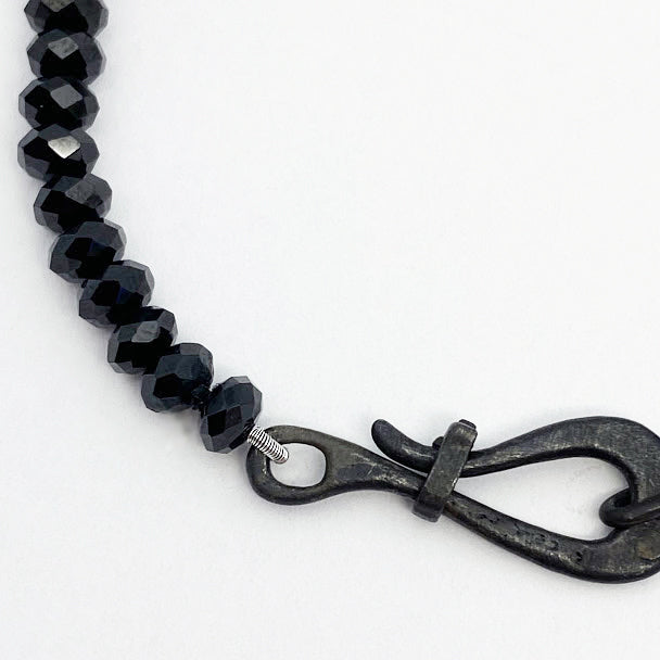 Oxidized Silver Black spinel beads bracelet - eklektic jewelry studio