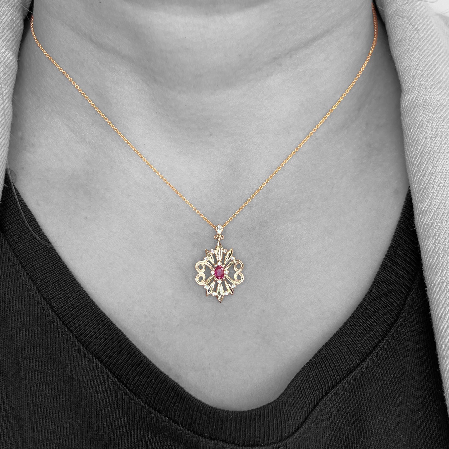 14ky Ruby and Diamond Pendant