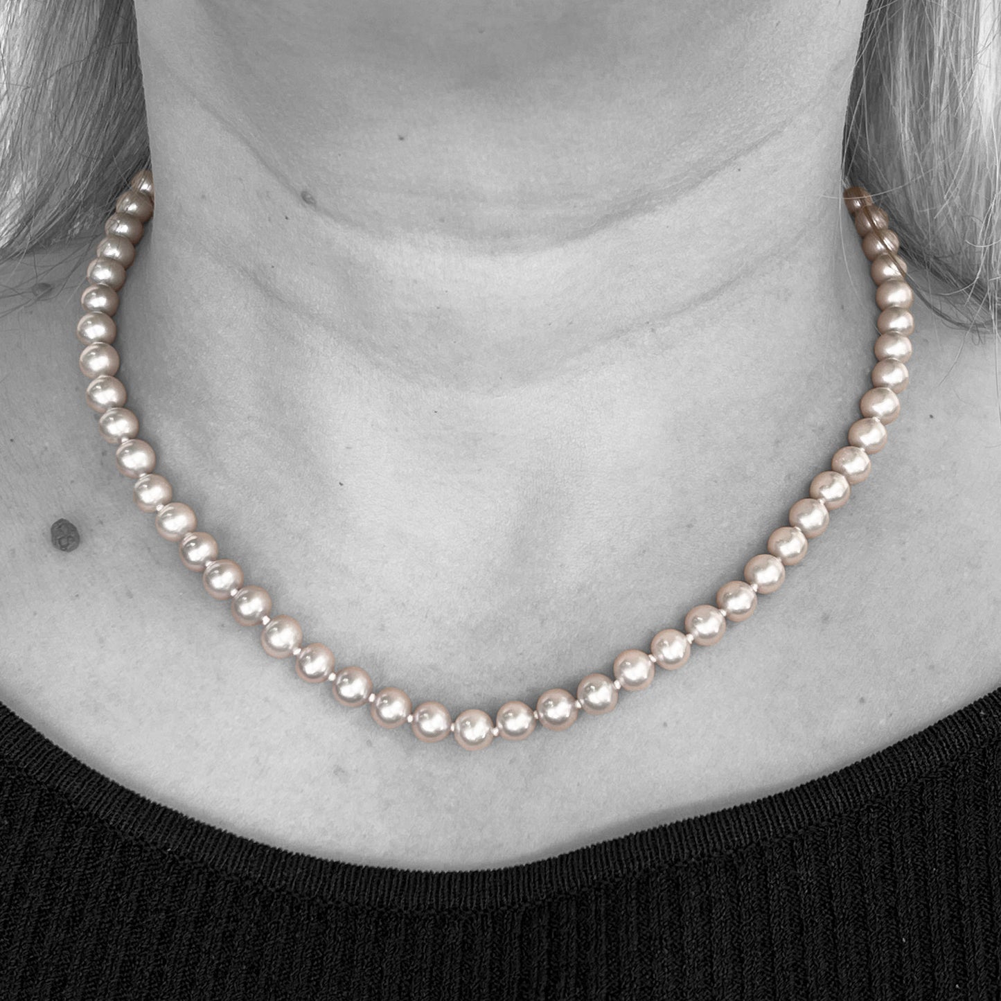 14ky Gray Freshwater Pearl Necklace 6.-6.5mm A