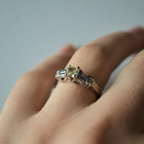 14kw Allanite and Diamond Ring - eklektic jewelry studio