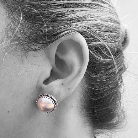 14kw Mabe Pearl Stud Earrings - eklektic jewelry studio