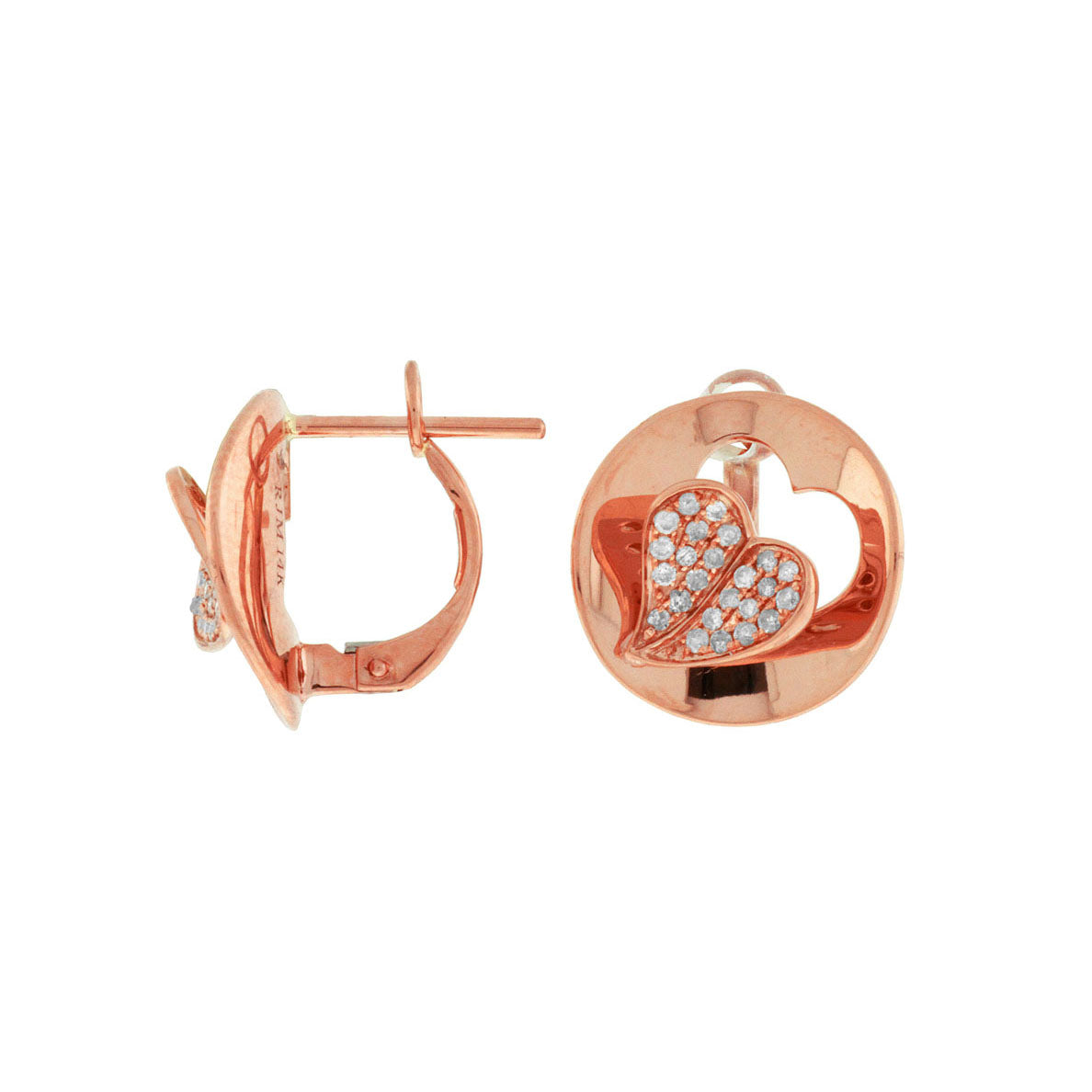 14k Rose Diamond Heart Earrings - eklektic jewelry studio