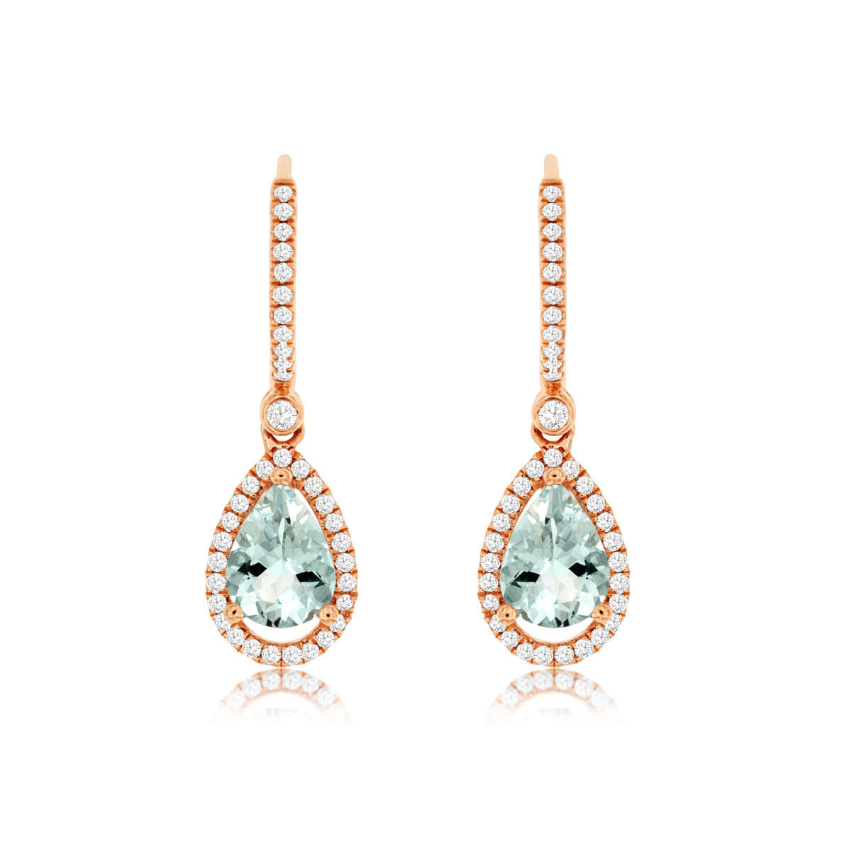 14kr Aquamarine and Diamond Halo Earrings