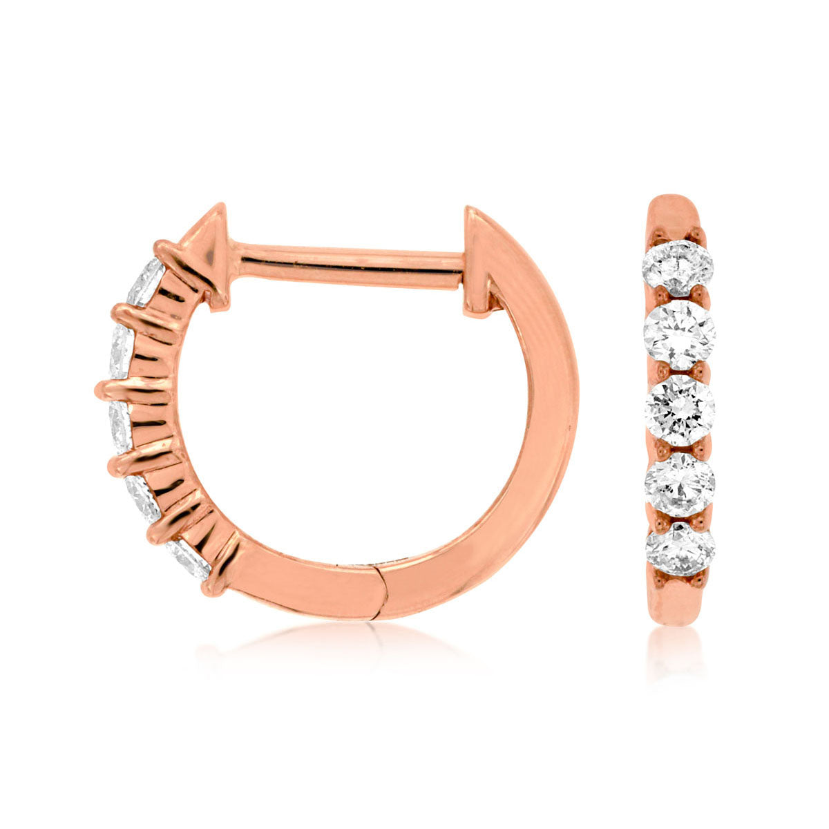 14k Rose Diamond Hoop Earrings - eklektic jewelry studio