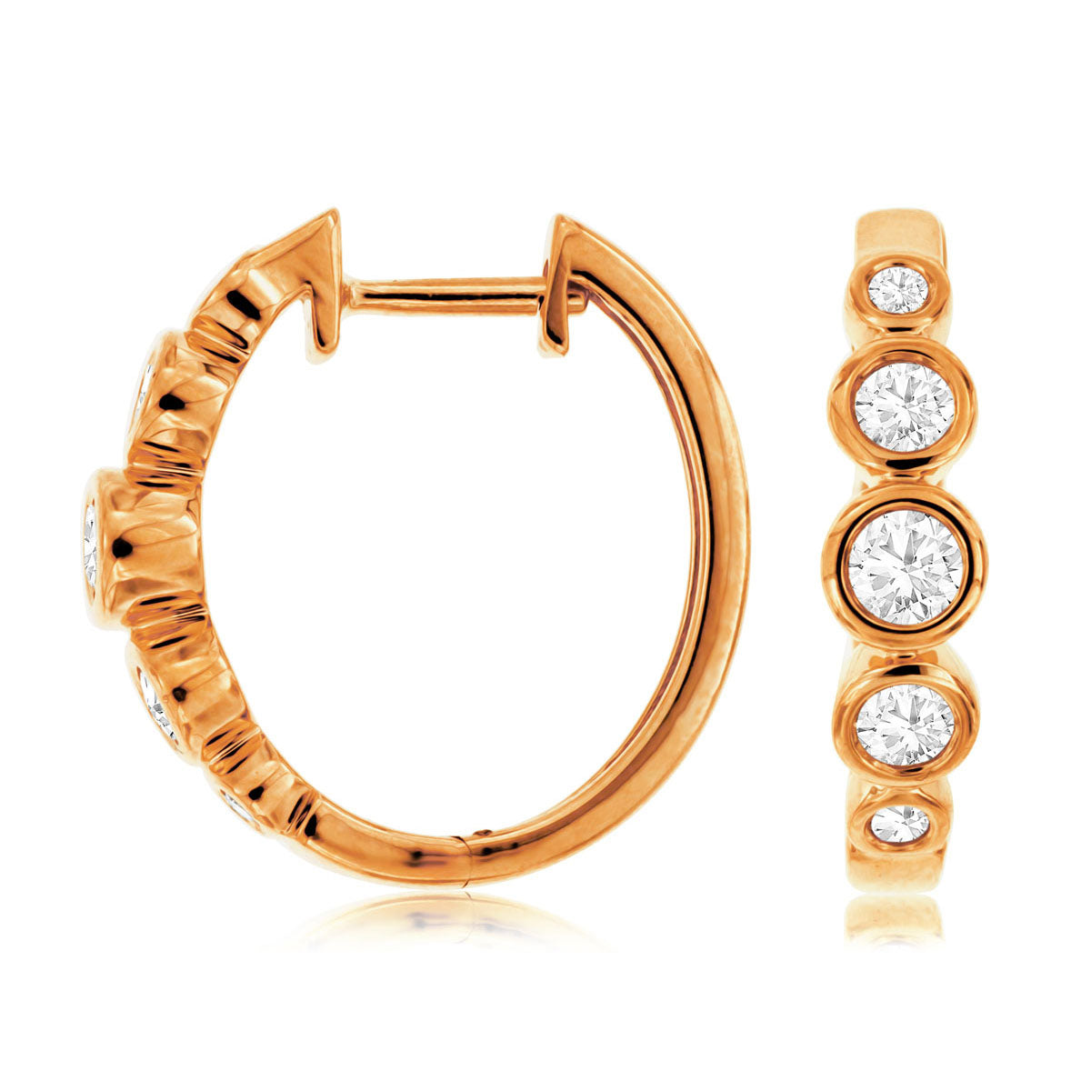 14k Rose Diamond Hoop Earrings - eklektic jewelry studio