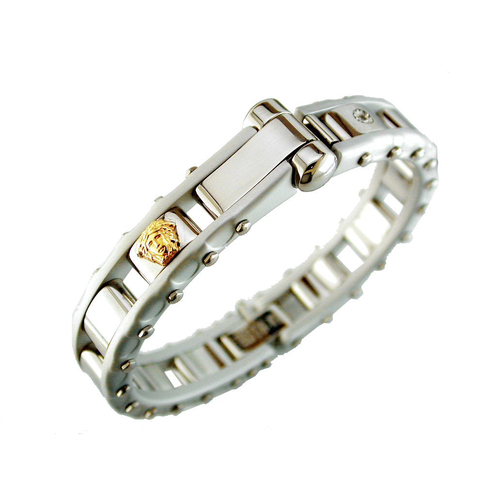 Stainless Steel + 14ky bangle bracelet