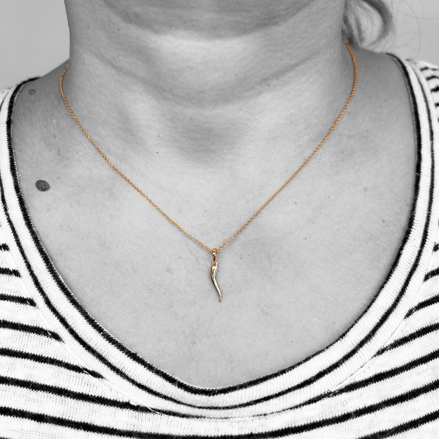 14ky Italian Horn Necklace