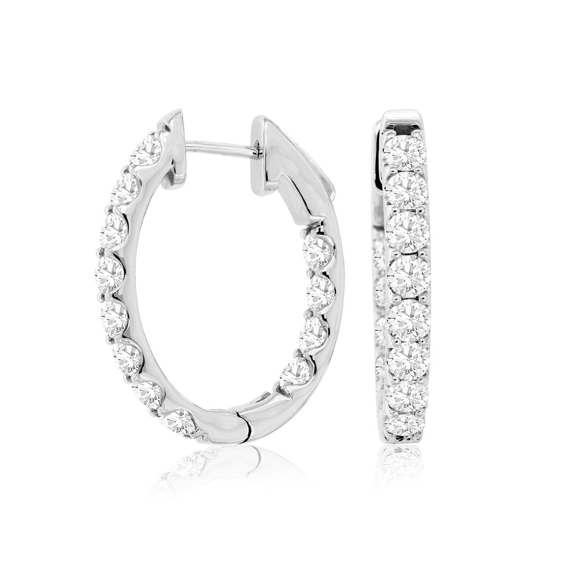 14kw Diamond Hoop Earrings 3ctw 26mm
