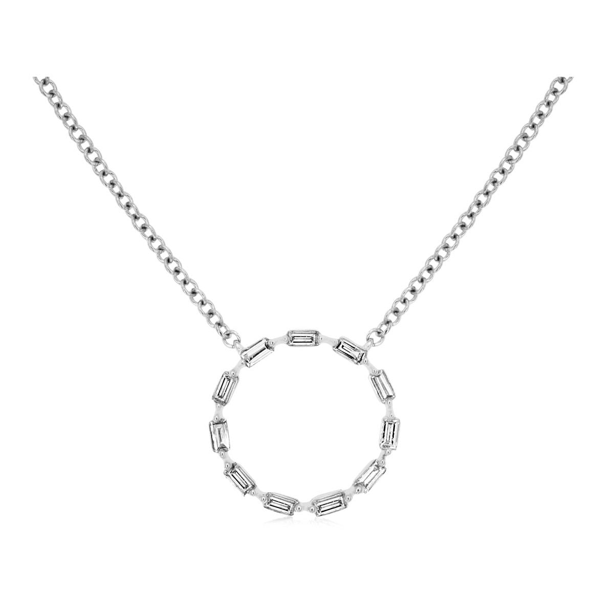14kw Baguette Diamond Circle Necklace 0.25ctw