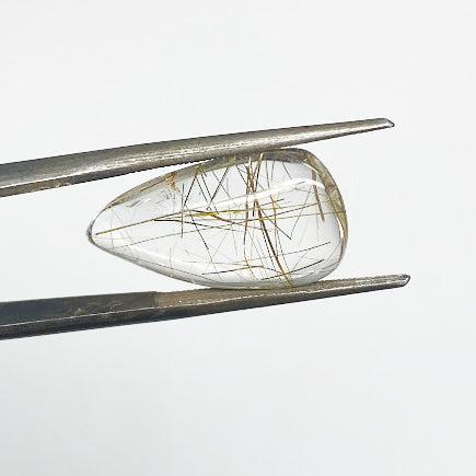 Rutilated Quartz, Tear Drop Cabochon - eklektic jewelry studio