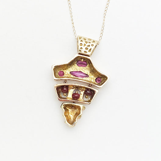 14ky Gaudi Inspired Ruby Pendant - eklektic jewelry studio