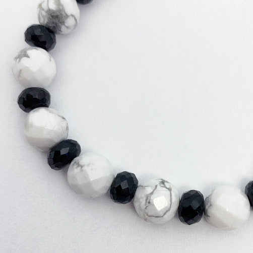 Silver Black Spinel and White Jasper Bracelet - eklektic jewelry studio