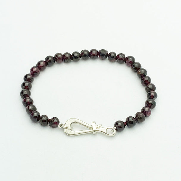 Matte Silver Garnet Bead Bracelet - eklektic jewelry studio