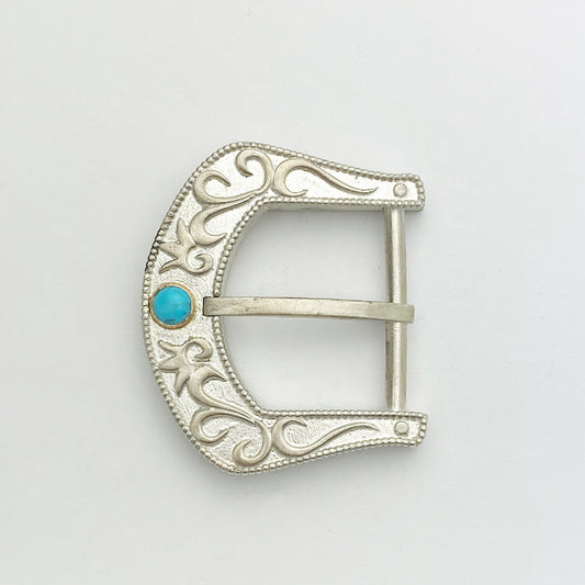 Matte Silver Belt Buckle with Turquoise - eklektic jewelry studio
