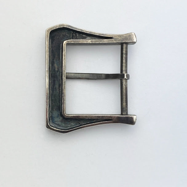 Oxidized Silver Belt Buckle with Round Turquoise - eklektic jewelry studio