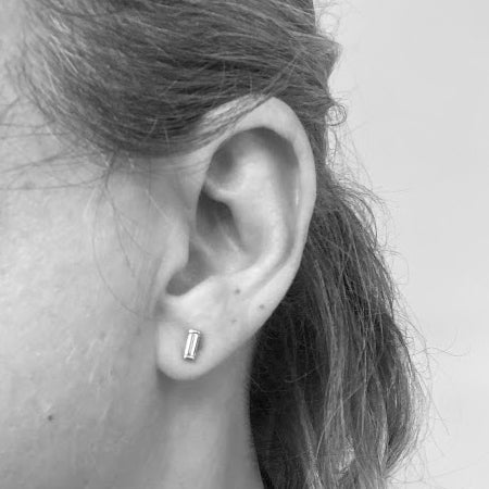 Platinum Baguette Diamond Studs - eklektic jewelry studio