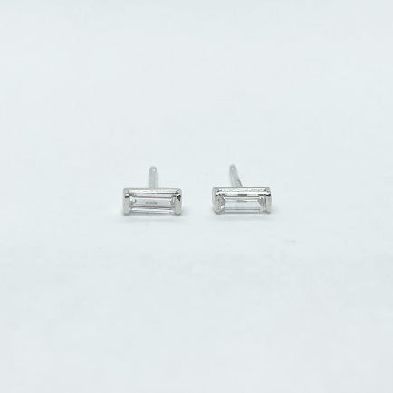 Platinum Baguette Diamond Studs - eklektic jewelry studio