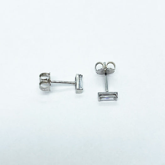 Platinum Baguette Diamond Studs - eklektic jewelry studio