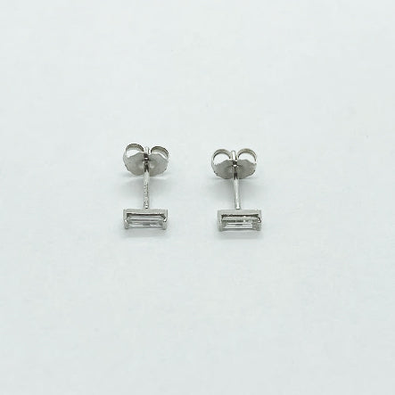 Platinum Baguette Diamond Studs - eklektic jewelry studio