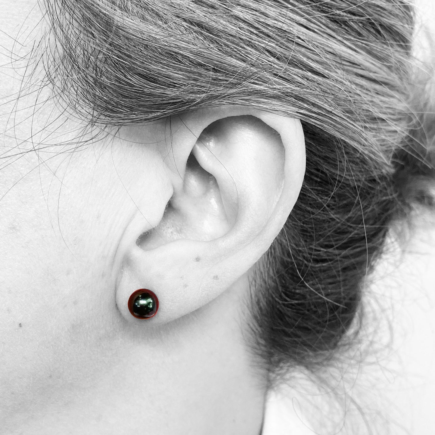 14KY Black Pearl Stud Earrings 6.5mm - eklektic jewelry studio
