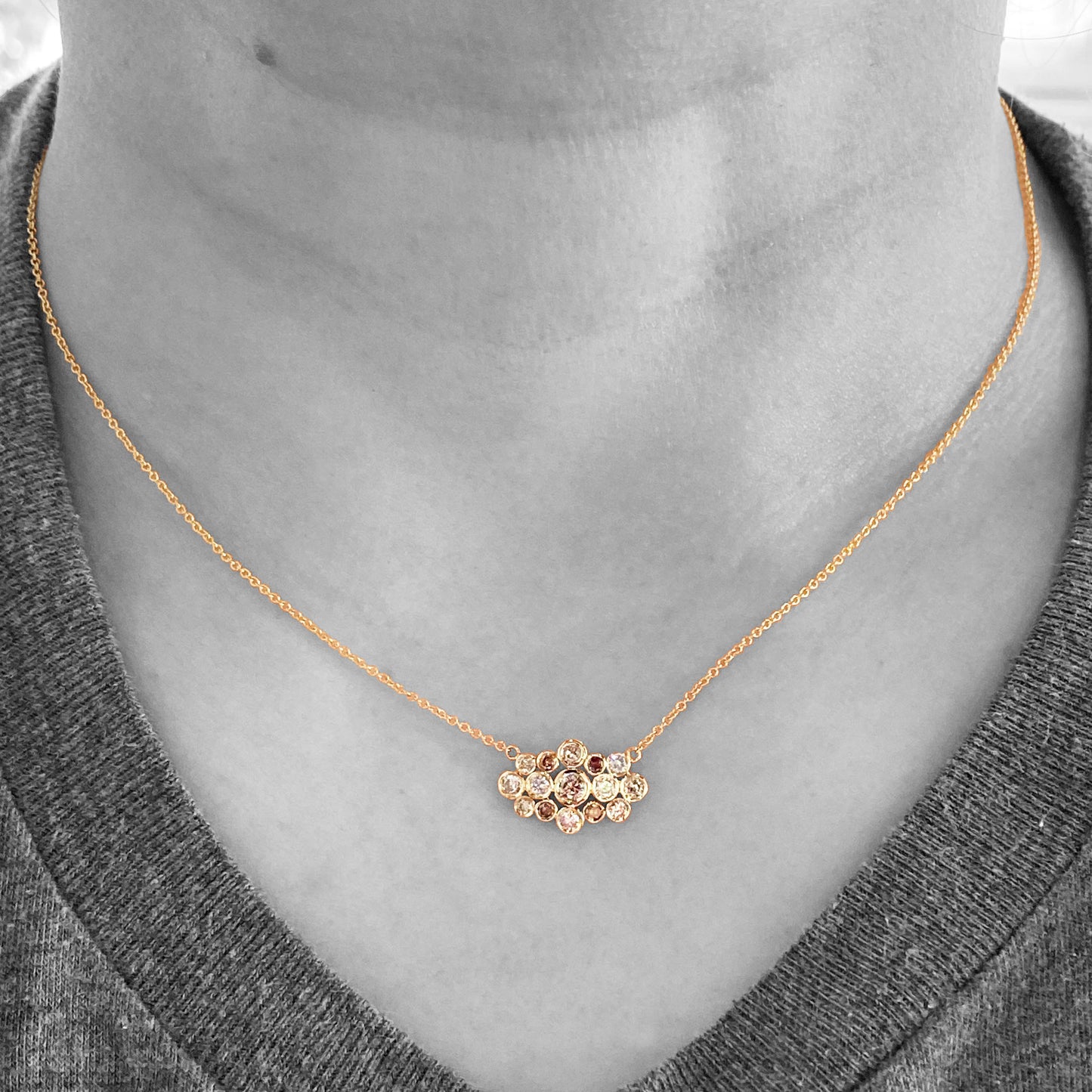 15 Diamonds Cluster Necklace